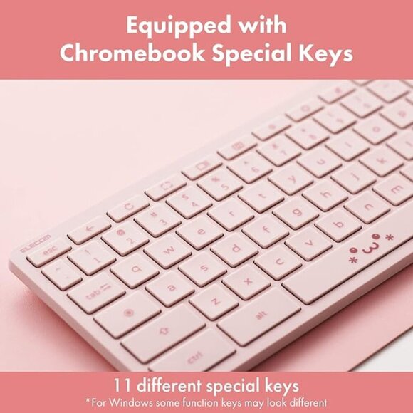 NEW- ELECOM Wireless Bluetooth Keyboard, Compact Keyboard for Chromebook - Pink - Picture 2 of 6